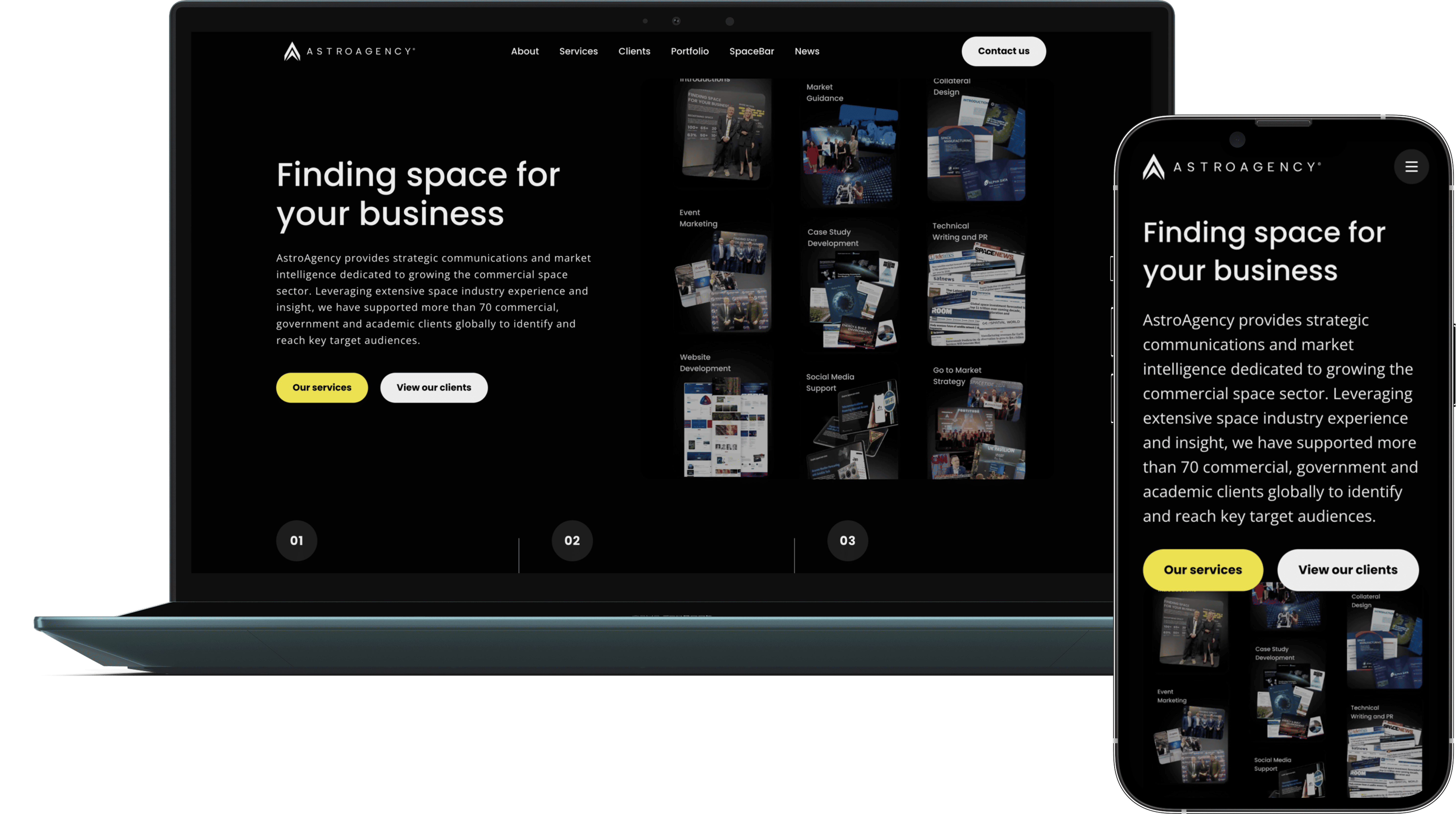 Лендинг космічної агенції AstroAgency