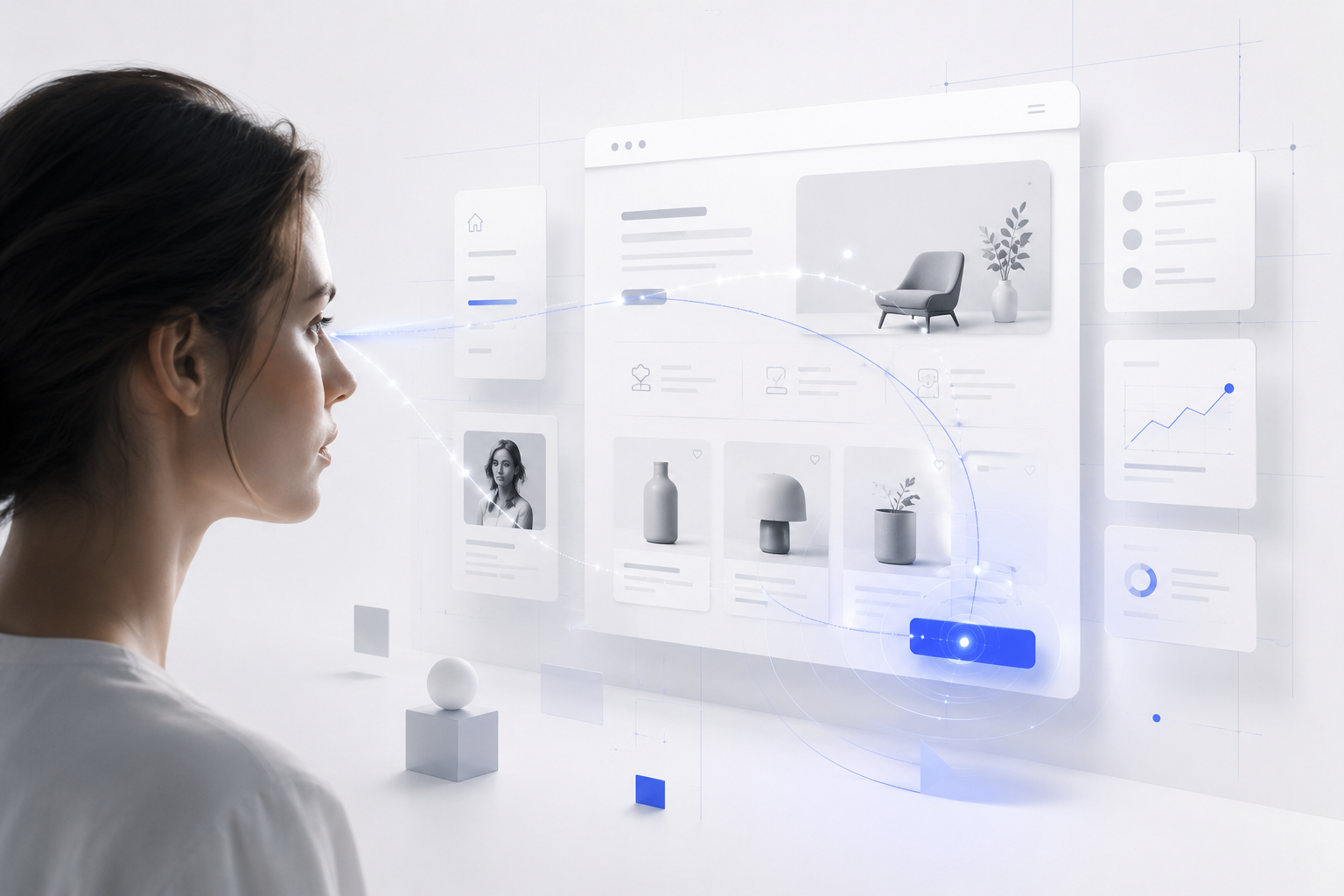 Візуалізація того, як конверсійний дизайн та eye-tracking керують увагою користувача на сайті.
